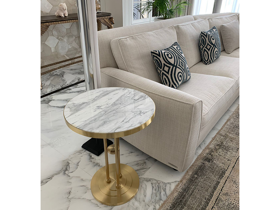 Стол кофейный FURNTEK Ar-Deco FG-055 круглый матовая латунь