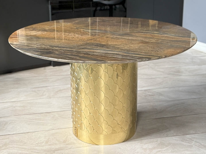 Стол обеденный круглый Ar-Deco FG-079 полированная латунь